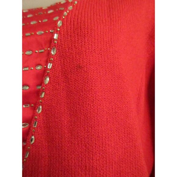 Vintage Marie Gray 6 Best International Sweater Top True Red Rhinestone Crystal - Picture 5 of 8